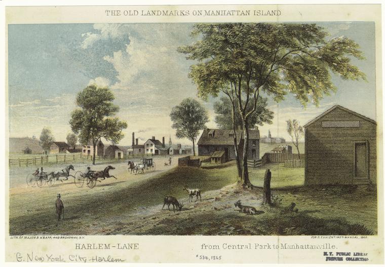 Harlem Lane, Sarony and Major, Valentine's Manual, 1865